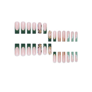 <span class=keywords><strong>Faux</strong></span> <span class=keywords><strong>ongles</strong></span> à presser style peinture à l'encre, motif papillon doré, carrés moyens, amovibles - Product Image 5