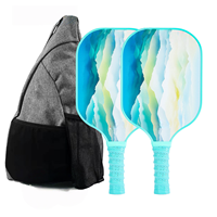 Ensemble de raquettes de pickleball en fibre de verre et carbone de 14 mm d'épaisseur, 245 g, avec logo OEM et motif personnalisé, pour l'entraînement