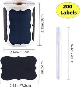 Etiquetas de PVC para Pizarra de <span class=keywords><strong>3x2</strong></span> Pulgadas, Resistentes <span class=keywords><strong>al</strong></span> <span class=keywords><strong>Aceite</strong></span>, Reutilizables, Removibles, 1 Marcador de Tiza Líquida para Frascos de Vidrio, Cajas de Almacenamiento, Contenedores de Alimentos - Product Image 2