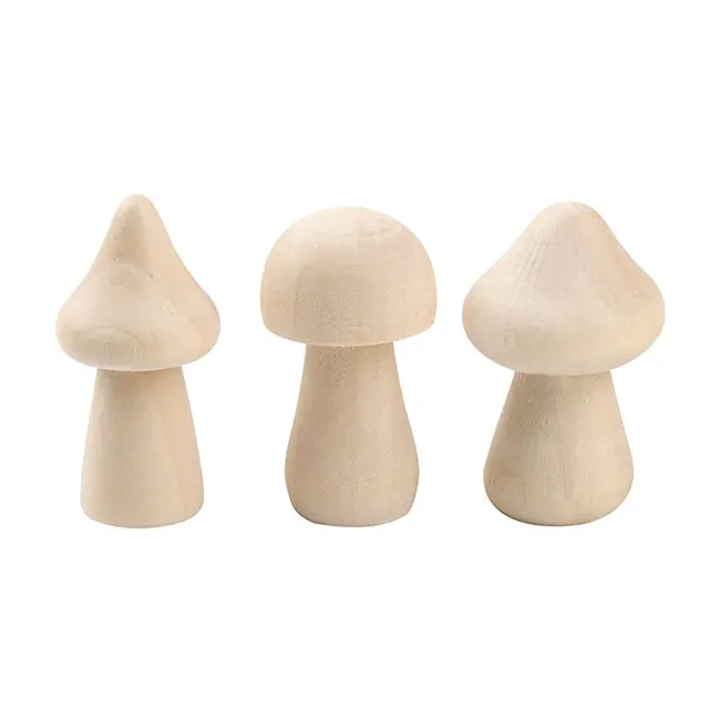 Wooden Unfinished DIY Color Painting Mushroom Home Decoration for Kids Woodworking Kit