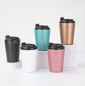 <b>Macaron</b> Color Powder Coated 12oz Double Wall Insulated Cup Reusable Metal Coffee Mug with Leak Proof Lid Bulk Custom - Product Image 2