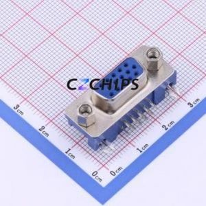 KH-HDR15P-F3.08 D-Sub/VGA Connector Bent Lead Through Hole Connector High Density D-Sub Female 15P Right Angle Insert - Product Image 1