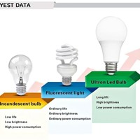 Ampoule d'éclairage LED A19 à économie d'énergie pour l'intérieur, douille à vis E27 haute luminosité certifiée CE