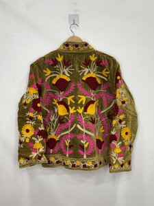 Suzani Boho Coat Ethnic Luxury Outerwear Indian Suzani Embroidery <b>Velvet</b> <b>Jacket</b> Unisex Spring <b>Jacket</b> for Fashion Lovers - Product Image 4