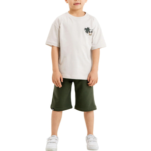 Ensemble tricoté pour garçons, prêt pour les voyages, t-shirt à manches courtes et short assorti, résistant aux plis, design pliable, pour les vacances en famille ou en voyage - Product Image 1