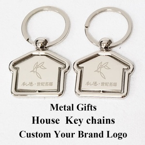 Oneway Wholesale Metal Sublimation <b>Blank</b> House Shape <b>Key</b> Chain Custom logo Metal House Keychains - Product Image 6