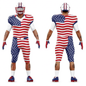 Drapeau américain Design personnalisé par sublimation Vêtements d'équipe pour jeunes Maillot court Ensembles d'uniformes de football américain - Product Image 1