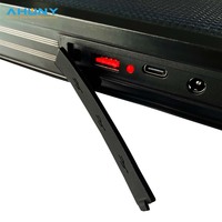 Petite table solaire pliable noire avec chargeur USB C 65W, portable, pour le camping, les pique-niques, intérieur/extérieur, hauteur réglable