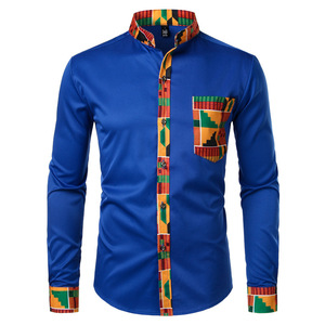 <span class=keywords><strong>Chemise</strong></span> Imprimée <span class=keywords><strong>Homme</strong></span> <span class=keywords><strong>Africaine</strong></span> Manches Longues Boutonnée, <span class=keywords><strong>Chemise</strong></span> Dashiki Traditionnelle Patchwork, Vêtements Africains pour Hommes - Product Image 3