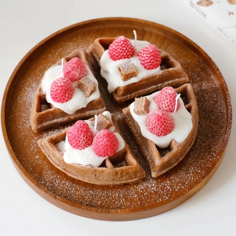 Dgc Creative Ins Aardbei Cake Wafel Geurkaars Dessert Voedsel Vorm Kaarsen Romantische Huisgeurkaarsen