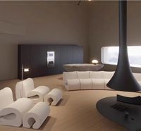 Canapé moderne italien minimaliste à effet d'ondulation, canapé en tissu velours d'agneau incurvé de luxe léger pour villa ou appartement