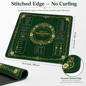 Tapis de Mahjong Américain Vert Émeraude Doré à Motifs Floraux, Antidérapant, Imperméable en Néoprène, avec Guide des Règles - Vente en Gros, MOQ 1PC - Product Image 4