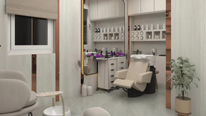 Professional Barber <b>Work</b> <b>Station</b> with Wall Mirror | Custom Hair Salon Furniture & Barbershop Design - Product Image 4