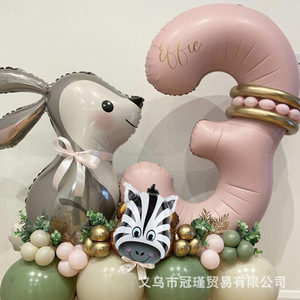 Ballon en aluminium rose 3D en forme de petit <span class=keywords><strong>lapin</strong></span> de la jungle, 40 pouces, ensemble de décoration de fête d'anniversaire pour enfants - Product Image 2