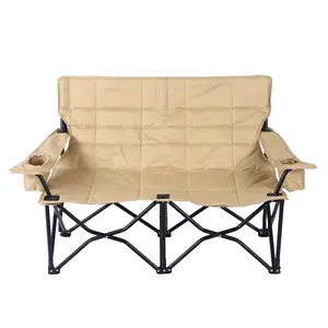 사용자 정의 휴대용 초경량 금속 대형 해변 낚시 접이식 야외 더블 캠핑 접이식 의자 난간과 함께