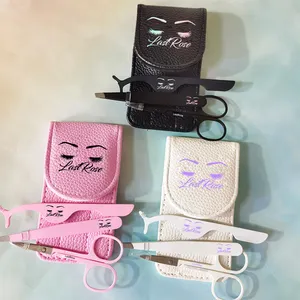 粉色睫毛涂抹器不锈钢镊子自有品牌睫毛工具