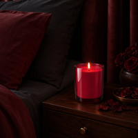 Pot en verre pour bougie de 12 oz, translucide rouge, écologique, résistant à la chaleur, avec couvercle et boîte cadeau avec logo personnalisé