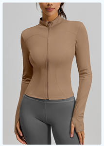 여성을위한 높은 탄성 스포츠 요가 재킷 봄 가을 피트니스 재킷 전면 승마 크로스 보더 스포츠 - Product Image 2