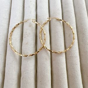 Xinfly 18K Gold Twisted Thin Earrings Au750 Genuine Gold Women's High-end <b>Light</b> Luxury Large Earrings - Product Image 4