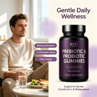 Gummies Probiotiques et Prébiotiques Formule Quotidienne Avancée 50 Unités Framboise Bleue Marque Privée OEM ODM Prix de Gros