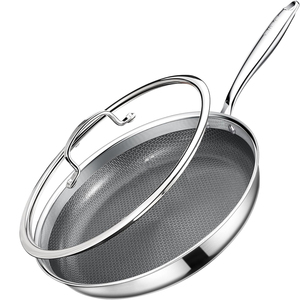 Triply Stainless Steel Frying <b>Pan</b> Saute <b>Pan</b> Non-Stick Coating Gas <b>Induction</b> Compatible Home Cooking Cookware Set Glass Lid Easy - Product Image 1