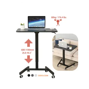 Height Adjustable Movable Ergonomic Pneumatic Mini Mobile Laptop Computer Table For Bedroom