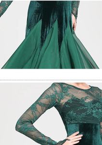 Vestido de <span class=keywords><strong>baile</strong></span> moderno de manga larga de encaje Vestido de <span class=keywords><strong>baile</strong></span> de vals estándar nacional Big <span class=keywords><strong>Swing</strong></span> - Product Image 6