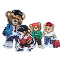 Patch en tissu brodé motif ours de dessin animé, pour serviette, sweat-shirt à manches courtes, sac décoratif, personnalisable