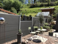 Clôture de jardin en bois-plastique composite (WPC) pour extérieur, poteaux en aluminium imperméables