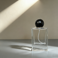 Vente en gros de flacons de parfum de luxe vides de 50 ml, flacon de parfum en verre transparent à fond épais avec boîte