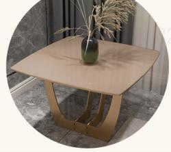 Pata de mesa de comedor de 71 pulgadas, de vidrio, madera y piedra, color oro rosa, ovalada, fija, de acero inoxidable cepillado con electrochapado y latón - Product Image 6