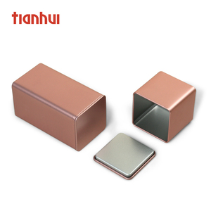 Small Square Rose Gold Coffee Spice Tea Metal Canister Box Tins Cans