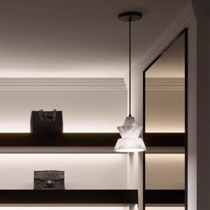 Luminaire suspendu en marbre espagnol design, blanc, LED, long cordon, pour salon, salle à manger, chambre - Product Image 4