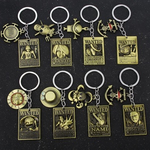 Dibujos animados Anime 1 pieza Luffy Zoro Wanted Charm llavero sombrero de paja Ace Sanji llavero de Metal - Product Image 2