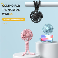Ventilateur portable pour poussette de bébé, rotation à 360°, rechargeable, ventilateur polyvalent en forme de pieuvre avec trépied flexible