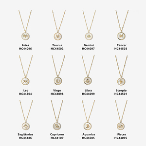 Ciondolo <span class=keywords><strong>segno</strong></span> <span class=keywords><strong>zodiacale</strong></span> 925 in argento Sterling da donna Set di gioielli placcato oro collana <span class=keywords><strong>zodiacale</strong></span> - Product Image 5