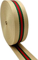 Sangle en polyester tissé écologique personnalisée 38 mm 12 yards rayée pour remplacement de sac, bandoulière, DIY – En stock
