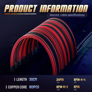 ナイロン編組psuコンピューター電源1*24ピン2*4 4P 3*6 2P 6Kit 300mmスリーブ延長電源ケーブルセット - Product Image 5