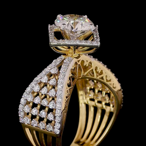 Regal Spark Lab Anillo de diamantes Corte redondo Halo Ajuste 14K 18K Oro - Product Image 4