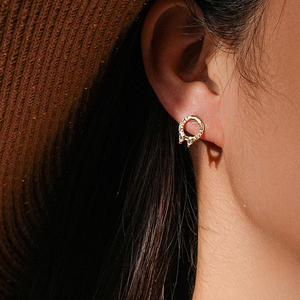 Fuamay 2025 Mới Trang Sức Thanh Lịch 925 Bạc Vàng Tối Giản Vòng Tròn Lê Hình Màu Trắng Cubic Zircon Đối Đối Đối Đối Với Stud Bông Tai Quà Tặng - Product Image 4