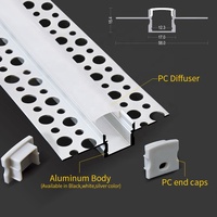Bandes lumineuses LED en alliage d'aluminium anodisé, profil en T avec couvercle en PC pour cloisons sèches encastrées, plâtre, gypse