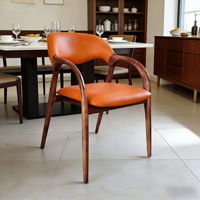 Chaise de salle à manger en bois massif, design minimaliste italien, avec accoudoirs et assise rembourrée, pour restaurant, salon de thé, café