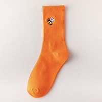 Bla — chaussettes tubulaires de Sport blanches pour femme, socquettes unies confortables, en coton, avec broderie d'abeille, à la mode, nouvelle collection