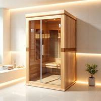 Sauna en bois de pruche pour 1 à 2 personnes, 1200x1000x2000mm, infrarouge et vapeur sèche, pour intérieur