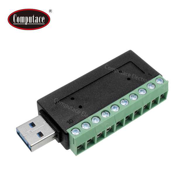 Factory Direct USB 3.1 10-Pin Male Plug Terminal Connector Type Screw Terminal Adaptor ABS Housing 30V DC Brass Nickel 12A 24-14