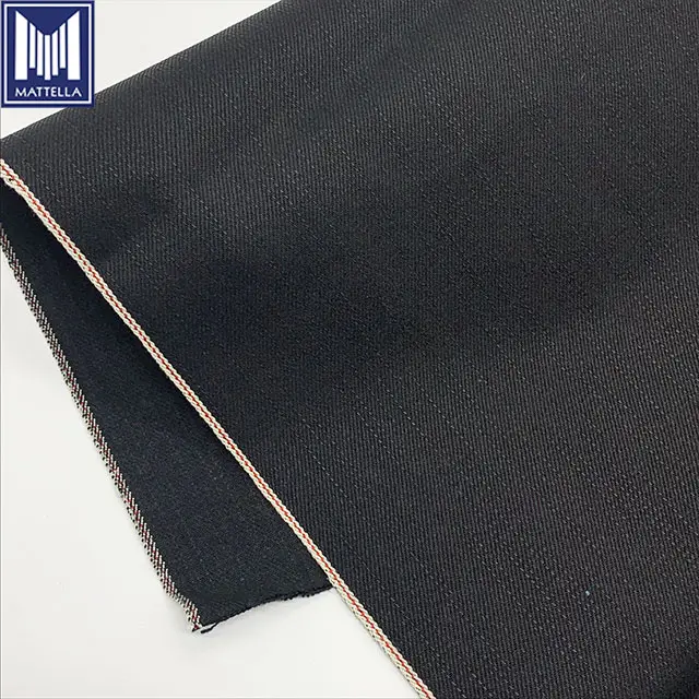 Tissu en jean 100% coton noir jais 14oz, lisière vintage japonaise brut, tissu en denim pour hommes, vente en gros