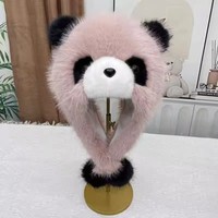 Lindo Gorro de Invierno con Orejeras de Panda, Gorro Ushanka Cálido y Suave de Piel Sintética para Mujeres y Niños, Ideal para Ciclismo al Aire Libre