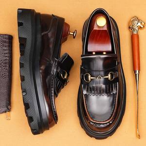 High Quality Designer Pure Cowhide Leather <b>Shoes</b> Closed Toe Waterproof Casual Breathable <b>Soft</b> <b>Sole</b> Laced Business Casual Men's - Product Image 4