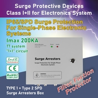 Boîtier de protection contre les surtensions Telebahn T1+T2 275V 2P AC 100-200kA SPD avec filtre pour 1 phase