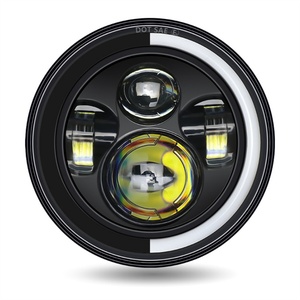 Phares LED de voiture 7 pouces 4 LED, phares de moto tout-terrain, feux de jour Angel Eyes pour Jeep Wrangler - Product Image 1
